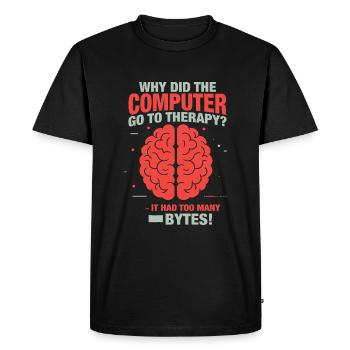 Why did the computer go to therapy? It had too man - Men's Premium Organic T-Shirt - black - Front - Nico (187cm)