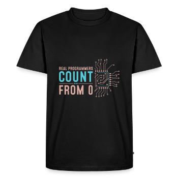 Real programmers count from 0 - Men's Premium Organic T-Shirt - black - Front - Nico (187cm)