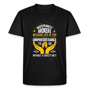 Courtiers d’assurance : Parce que la vie est trop imprévisible - T-shirt Premium bio Homme - noir - Devant - Nico (187cm)