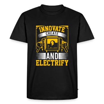 Innovez, créez et électrifiez ! - T-shirt Premium bio Homme - noir - Devant - Nico (187cm)
