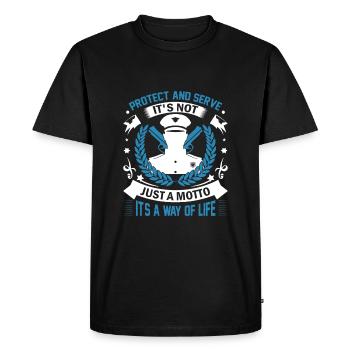 Protéger et servir : ce n’est pas seulement une devise, c’est un - T-shirt Premium bio Homme - noir - Devant - Nico (187cm)