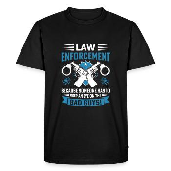 Application de la loi : parce que quelqu’un doit garder un œil - T-shirt Premium bio Homme - noir - Devant - Nico (187cm)