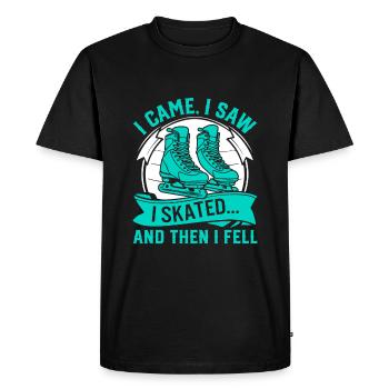 Je suis venu, j’ai vu, j’ai patiné... et puis je suis tombé. - T-shirt Premium bio Homme - noir - Devant - Nico (187cm)