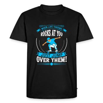 Quand la vie vous lance des pierres, sautez simplement par-dessus - T-shirt Premium bio Homme - noir - Devant - Nico (187cm)