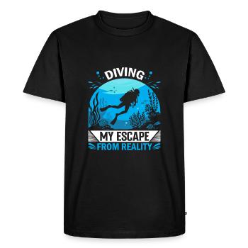 La plongée : Mon évasion de la réalité. - T-shirt Premium bio Homme - noir - Devant - Nico (187cm)