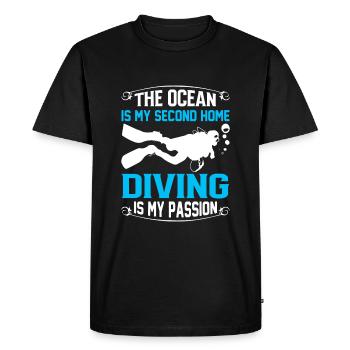 L’océan est ma deuxième maison ; La plongée est ma passion. - T-shirt Premium bio Homme - noir - Devant - Nico (187cm)