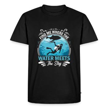 Trouve-moi là où l’eau rencontre le ciel. - T-shirt Premium bio Homme - noir - Devant - Nico (187cm)