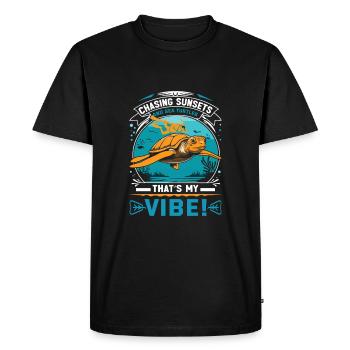 À la poursuite des couchers de soleil et des tortues de mer, c’est mon ambiance ! - T-shirt Premium bio Homme - noir - Devant - Nico (187cm)