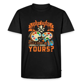 Pinceaux à la main, rêves en tête. - T-shirt Premium bio Homme - noir - Devant - Nico (187cm)