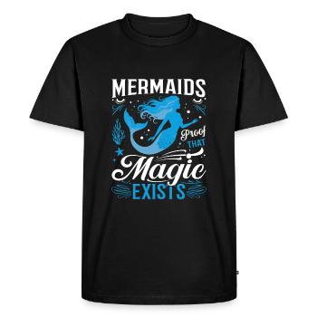 Sirènes : La preuve que la magie existe. - T-shirt Premium bio Homme - noir - Devant - Nico (187cm)