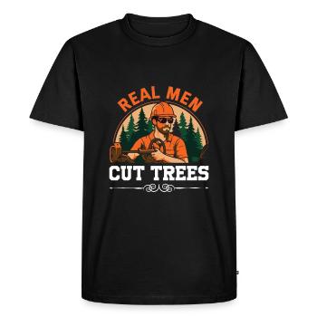 De vrais hommes coupent des arbres - T-shirt Premium bio Homme - noir - Devant - Nico (187cm)