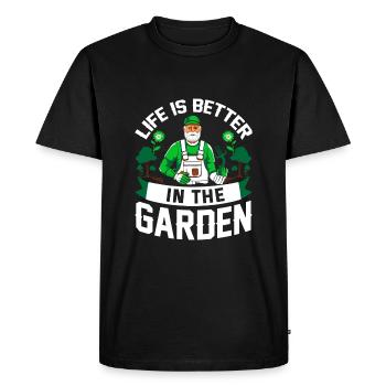 La vie est meilleure dans le jardin. - T-shirt Premium bio Homme - noir - Devant - Nico (187cm)