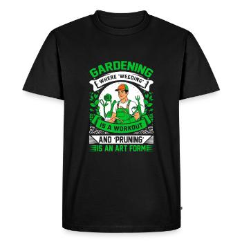 Jardinage : où le « désherbage » est un exercice et où le « pruni » - T-shirt Premium bio Homme - noir - Devant - Nico (187cm)