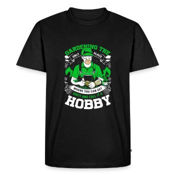 Jardinage : Le seul endroit où l’on peut se salir - T-shirt Premium bio Homme - noir - Devant - Nico (187cm)