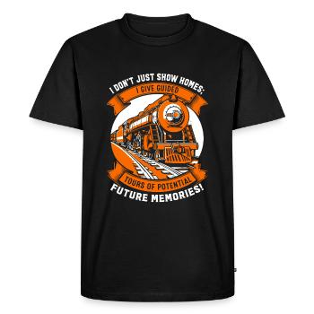 Je ne me contente pas de montrer des maisons ; Je donne des visites guidées de po - T-shirt Premium bio Homme - noir - Devant - Nico (187cm)