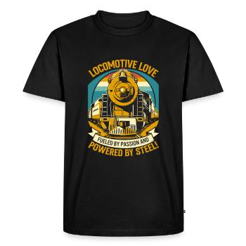 Locomotive love: Fueled by passion and powered by - Men's Premium Organic T-Shirt - black - Front - Nico (187cm)