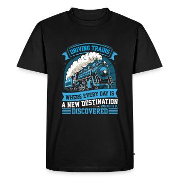 Conduire des trains : où chaque jour est un nouveau destinati - T-shirt Premium bio Homme - noir - Devant - Nico (187cm)