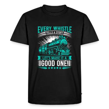 Every whistle tells a story; let’s make it a good - Men's Premium Organic T-Shirt - black - Front - Nico (187cm)