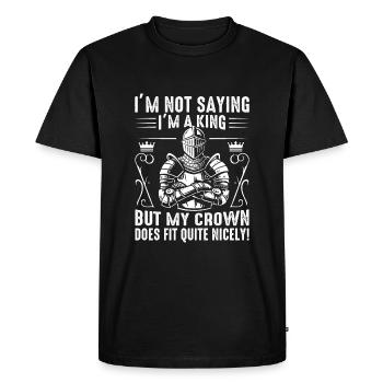 Je ne dis pas que je suis un roi, mais ma couronne me va - T-shirt Premium bio Homme - noir - Devant - Nico (187cm)