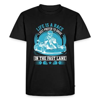 La vie est une race ; Je préfère juste conduire dans le rapide - T-shirt Premium bio Homme - noir - Devant - Nico (187cm)