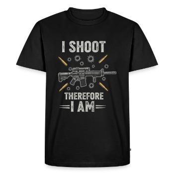I shoot, therefore I am. - Men's Premium Organic T-Shirt - black - Front - Nico (187cm)