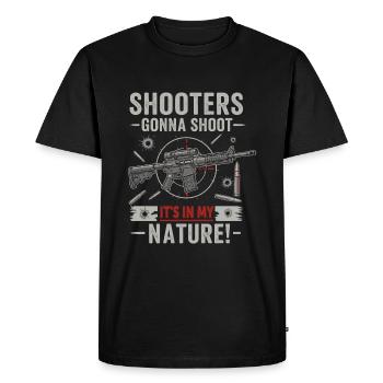 Les tireurs vont tirer – c’est dans ma nature ! - T-shirt Premium bio Homme - noir - Devant - Nico (187cm)