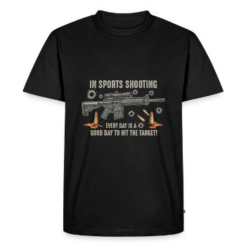 Dans le tir sportif, chaque jour est un bon jour à frapper - T-shirt Premium bio Homme - noir - Devant - Nico (187cm)