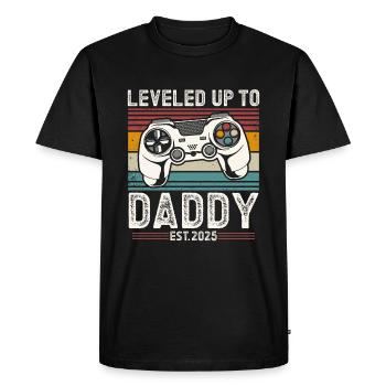 Promu papa en 2025 - T-shirt Premium bio Homme - noir - Devant - Nico (187cm)