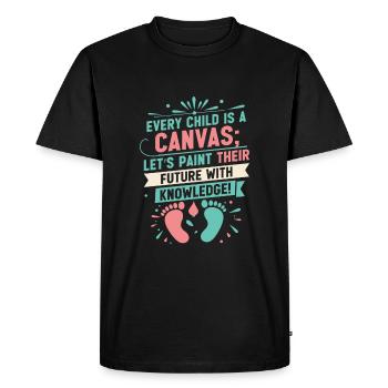 Every child is a canvas; let’s paint their future - Men's Premium Organic T-Shirt - black - Front - Nico (187cm)