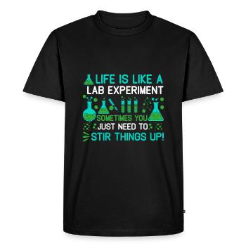 Life is like a lab experiment: sometimes you just - Men's Premium Organic T-Shirt - black - Front - Nico (187cm)