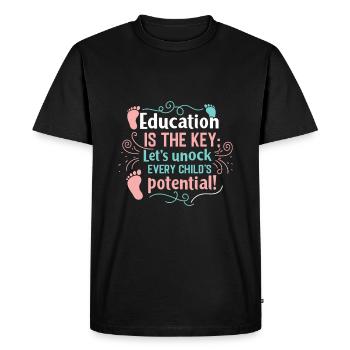 Education is the key; let’s unlock every child’s p - Men's Premium Organic T-Shirt - black - Front - Nico (187cm)