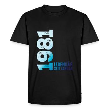 Edition Limitée Janvier 1981 Légendaire depuis Janvier - T-shirt Premium bio Homme - noir - Devant - Nico (187cm)