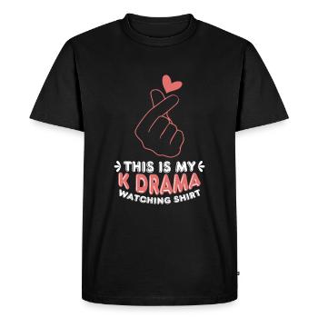 K Drama Regarder Coeur Main - T-shirt Premium bio Homme - noir - Devant - Nico (187cm)