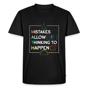Pi-Tag: Mistakes enable thinking - Men's Premium Organic T-Shirt - black - Front - Nico (187cm)