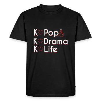 K Pop K Drame K Life Coeur Fingerstyle - T-shirt Premium bio Homme - noir - Devant - Nico (187cm)