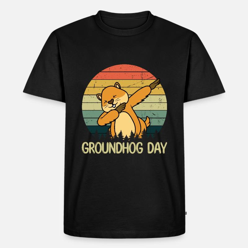 Lustiger Groundhog Day Dachsbaum - Männer Premium Bio T-Shirt - Schwarz