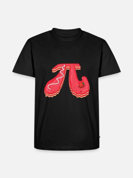 Süßes Pi-Day-Motiv mit Erdbeerkuchen - Männer Premium Bio T-Shirt - Schwarz