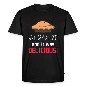 Pi Day: It Was Delicious Math Humor - Men's Premium Organic T-Shirt - black - Front - Nico (187cm)