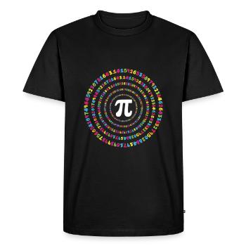 Colorful cycle for Pi Day with number spiral - Men's Premium Organic T-Shirt - black - Front - Nico (187cm)