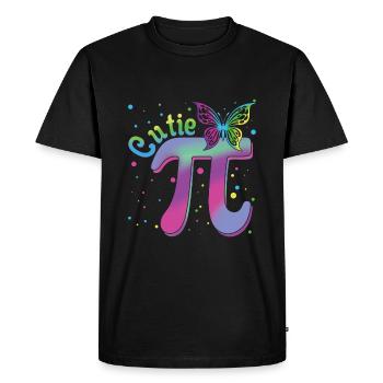 Cutie Pi Day for Math Fans with Butterfly - Men's Premium Organic T-Shirt - black - Front - Nico (187cm)