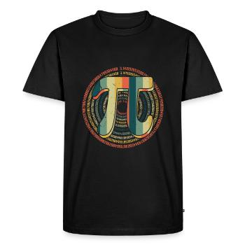 Pi Tag Retro Graphic with Numbers and Icon - Men's Premium Organic T-Shirt - black - Front - Nico (187cm)