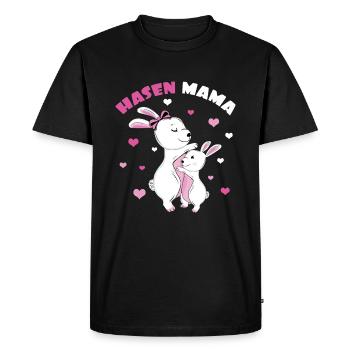 Câlin affectueux de maman lapin - T-shirt Premium bio Homme - noir - Devant - Nico (187cm)