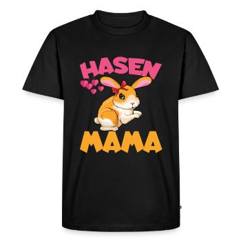 Mignon lapin maman avec des coeurs - T-shirt Premium bio Homme - noir - Devant - Nico (187cm)