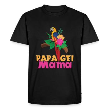 Perroquet Maman Fleurs Tropicales Style - T-shirt Premium bio Homme - noir - Devant - Nico (187cm)