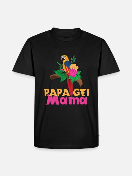 Perroquet Maman Fleurs Tropicales Style - T-shirt Premium bio Homme - noir