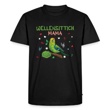 Budgie Mom Mélodies colorées - T-shirt Premium bio Homme - noir - Devant - Nico (187cm)