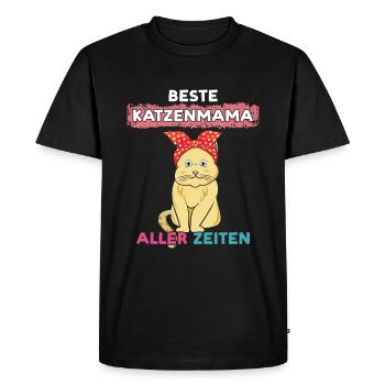 Meilleure maman chat de tous les temps avec un chat mignon - T-shirt Premium bio Homme - noir - Devant - Nico (187cm)