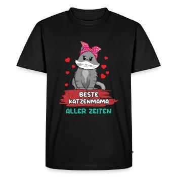 La meilleure maman chat de tous les temps avec du cœur - T-shirt Premium bio Homme - noir - Devant - Nico (187cm)