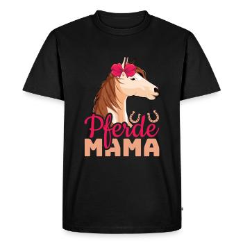 Horses Mom with Horseshoe Motif - Men's Premium Organic T-Shirt - black - Front - Nico (187cm)