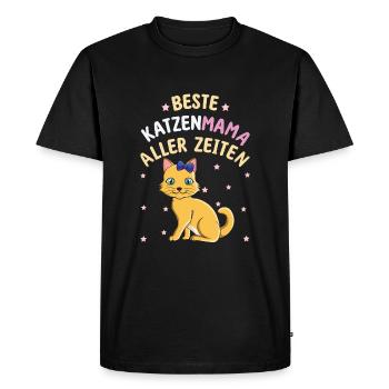 Meilleure maman chat de tous les temps avec un chat mignon - T-shirt Premium bio Homme - noir - Devant - Nico (187cm)